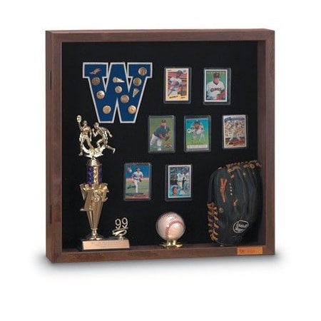 Wood Framed 4 Display Case,24x24,Waln, UVMCS2424-WALNUT-MEDGRY